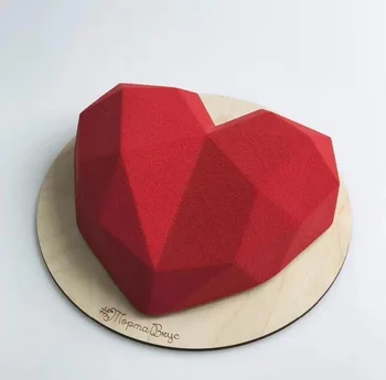 3D Elmas Aşk Kalp Tatlı Kek Kalıbı Pop Silikon Sanat Kalıp Mus Pişirme Pasta Modülü Dekorasyon