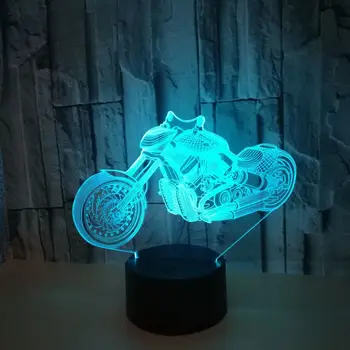 3D Illusion lamba motosiklet gece ışıkları 7 renk değiştirme Led gece lambası yatak odası ev dekor çocuk Boys doğum günü yılbaşı hediyeleri