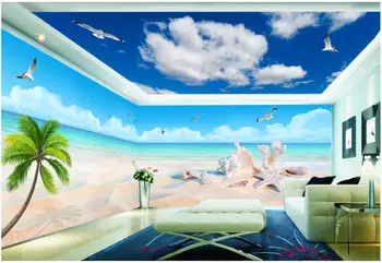 3d odası duvar kağıdı özel fotoğraf Sahil mavi gökyüzü plaj manzara Tüm ev duvar ev dekor 3d duvar resimleri duvar kağıdı duvarlar için 3 d