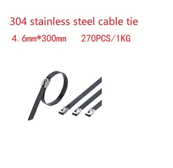 4.6 * 300MM KG başına 270 ADET Kendinden Kilitlemeli Paslanmaz Çelik teller metal kablo bağları kendinden Kilitli kravat sarma zip bağları