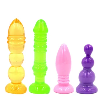 4 ADET / GRUP Renkli Yumuşak Anal Butt Plug Masaj Klitoris Stimülasyon Yapay Penis Vibratör Seks Oyuncakları Kadınlar İçin Anal Plug Vibe adam İçin
