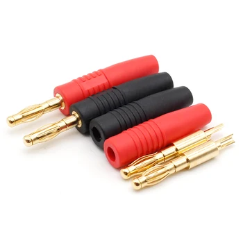 4 adet Yeni 4mm Fişler Altın Kaplama Müzik Hoparlör kablo tel Pin Muz Fiş Konnektörleri