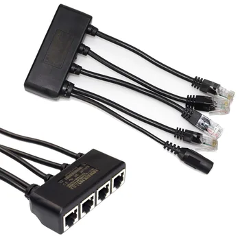 4 İn 1 Power Over Ethernet Midspan Splitter Anahtarı 10/100 mbps IEEE802. 3at / af 2A IP Kamera Poe Splitter