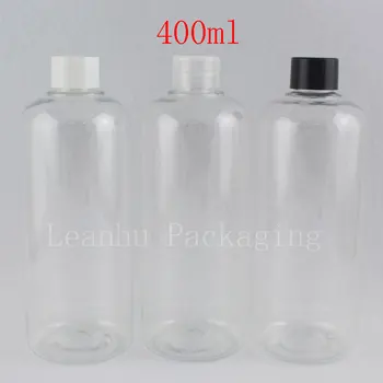 400ml X 15 Şeffaf Plastik Şişeler döner kapaklı şişeler Kozmetik Ambalaj Kabı Masaj Yağı Şampuan Sıvı PET Şişeler 400CC
