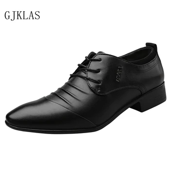 48 Artı Boyutu Elbiseler Erkek Ofis Ayakkabı Resmi düğün elbisesi Kahverengi Siyah Beyaz erkek ayakkabısı Deri İş Oxford Ayakkabı Erkekler için