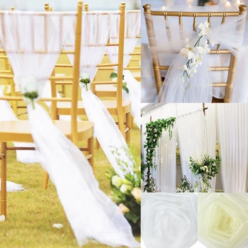 5/10m Düğün Tül Rulo Şeffaf Kristal Organze Kumaş Düğün DIY Dekorasyon Mariage Doğum Günü Olay Parti Organze Sandalye Sashes