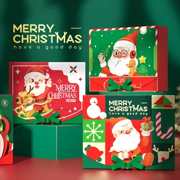 5 ADET Kırmızı/Yeşil Noel Çerezleri Hediye Ambalaj kağit kutu Doğum Günü Partisi Kek Çikolata Şeker Sahipleri El Yapımı Çocuk Favor