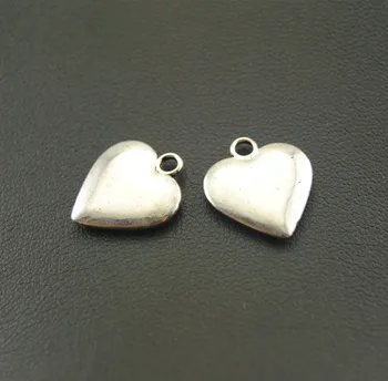 5 Adet Gümüş Renk Puf Aşk Kalp uğurlu takı Yapımı DIY El Yapımı Zanaat A1081