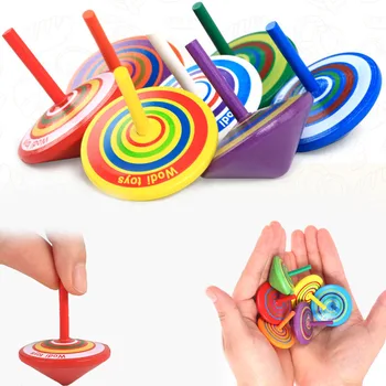 5 Adet İplik Üstleri Rastgele Renk Ahşap Oyuncak Komik Gyro Renkli Beyblade Oyuncak Dönen Top Klasik Oyuncak Beyblade Patlama Oyuncak çocuklar için