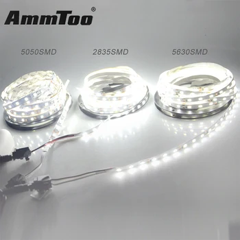 5 M 5050 5630 2835 SMD Led Şerit Sıcak Beyaz / Beyaz DC12V Değil Su Geçirmez 300 LEDs Esnek LED şerit ışık bar ışığı Lambası