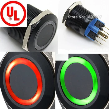 5 adet 22mm Siyah 12V kırmızı / YEŞİL kırmızı / mavi Halka LED 1NO1NC Sıfırlama Anlık Anti-vandal Elektrikli Araba basmalı düğme anahtarı