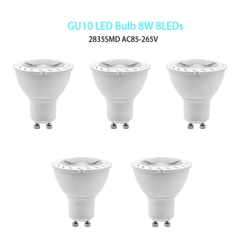 5 adet GU10 LED ampul 8W AC85-265V süper parlak LED Spot 8LED 2835 SMD Titreşimsiz Downlight mısır ışık dekor aydınlatma LED Lambası