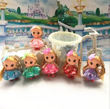 5 adet / grup 9 cm Anahtarlık Kolye Sevimli Bebek oyuncak bebekler Noel doğum günü hediyesi Kız Brinquedos Oyun Evi 042701