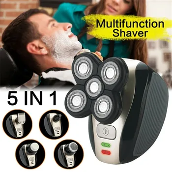 5 İn 1 Elektrikli Traş Makineleri Erkekler Şarj Edilebilir Sakal Burun Saç kesme makası Yıkanabilir Kel Kafa Tıraş Makinesi Yüz Temizleme Fırçası