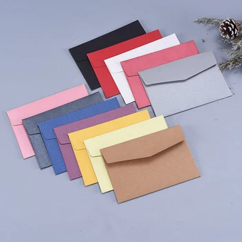 50 Sheets / Lot A6 Kartpostal Zarf Kartı Yer İmi Kartı Seti Davetiye Renkli Mini Zarflar İnci kraft el işi kağıdı hediye çantası