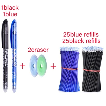 54 ADET 0.5 MM Silinebilir Jel Kalemler Siyah Mavi Mürekkep Silinebilir Dolum Yıkanabilir Kolu Ofis Çocuk Kırtasiye Yazma Tükenmez Kalem