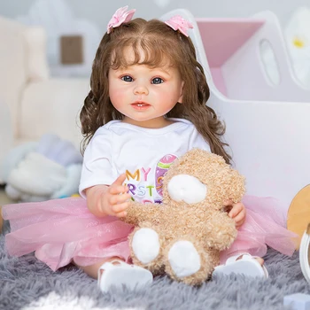 55 cm Reborn Yürümeye Başlayan Bebek Bonnie Köklü Saç 3D Boyama Çocuk Oyuncakları Noel hediyesi