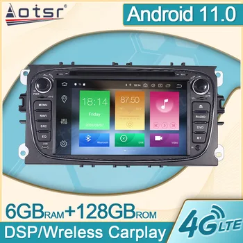 6 + 128G Android 11.0 Multimedya Araba Radyo Çalar Ford Focus İçin S-Max Mondeo GPS Navi Video Carplay DVD Kafa Ünitesi DPS No 2Din