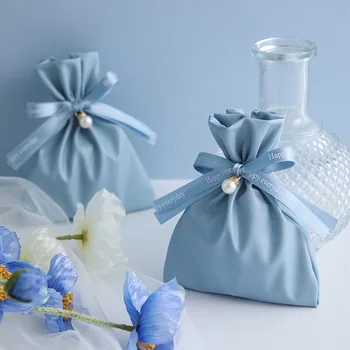 6 Adet İskandinav Tarzı Pu hediye çantası El Hediye Paketleme Çantası Basit Bebek duş dekorasyonu Küçük hediye çantası Olay Malzemeleri Kozmetik Çantaları
