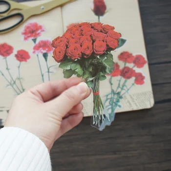 6 adet Büyük Boy Kırmızı Romantik Gül Çiçek Tarzı PVC şeffaf çıkartma Scrapbooking DIY Hediye Dekorasyon Etiketi