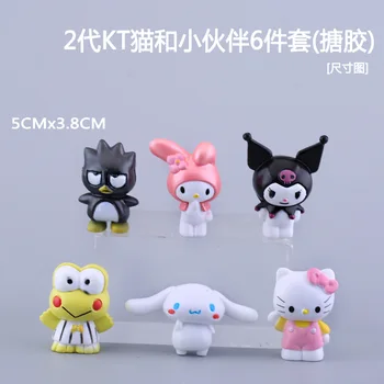 6 adet / takım Hello Kitty Şekil Mini Karikatür KT Kedi Oyuncak PVC Hello Kitty Bebek Anime Cosplay Kek Dekorasyon çocuk Doğum Günü Hediyeleri