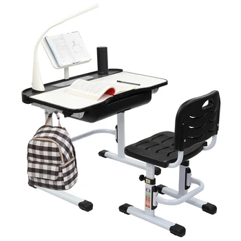 70CM kaldırma tablası Üst Eğilebilir Çocuk çalışma masası eğitim masası Ve Sandalye Siyah Okuma Standı USB Arayüzü Masa Lambası)