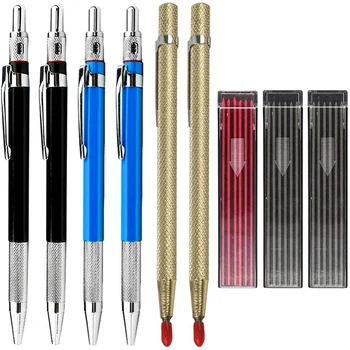 9 Adet 2mm Marangoz kalem seti, Kalem Çekirdek ve Karbür Kazıyıcı Aracı, Mekanik Kurşun Kalem için kullanılan Çizim Yazma Kroki