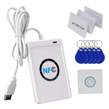 ACR122U 13.56 RFID Fotokopi Okuyucu Yazar NFC Programcı W/USB Kablosu, SDK, 5X Yazılabilir IC Kartı Akıllı Kart Temassız Mhz 