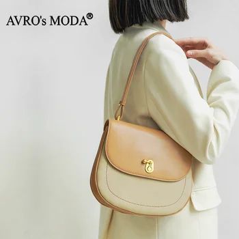 AVRO MODA Moda omuz çantaları Kadınlar İçin Lüks Tasarımcı Çanta Marka Hakiki Deri Kadın Crossbody Vintage Flap Çanta 2022