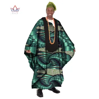 Afrika Baskı Balmumu Özel Uzun Erkekler Gevşek Artı Boyutu Elbise Dashiki Giyim Geleneksel Afrika Erkek O-Boyun Giyim Elbiseler WYN21