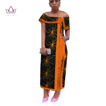 Afrika Giysi Gelenek İçin Kadın Artı Boyutu Maxi Uzun Vestidos Bazin Riche Avrupa Moda Giyim WY3833
