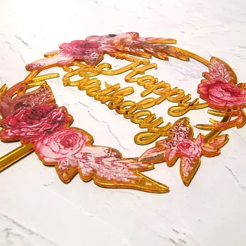 Akrilik Mutlu Doğum Günü Pastası Kartı Eklemek Çiçek Süslemeleri INS Düğün Büyük Olay Parti Pişirme Topper Dekorasyon Araçları Malzemeleri
