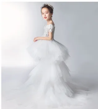 Akşam Kız Elbise Uzun Firar Kostüm Prenses Çocuk Çocuk Gelinlik Balo Kız Dantel Elbise Düğün ve Parti Elbiseler