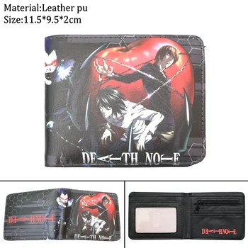 Anime Death Note Baskı Cüzdan Karikatür Deri Bifold Zip Sikke çanta Cep Fotoğraf Kredi kart tutucu Katmanlar Unisex Rahat Çanta