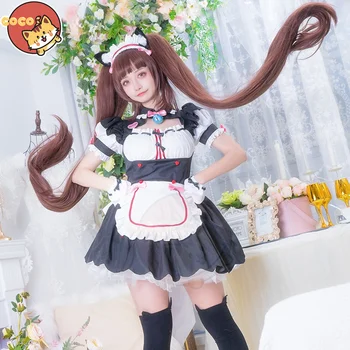 Anime Nekopara Cosplay Chocola Cosplay Kostüm Nekomimi Cennet Çünkü Çikolata Hizmetçi Elbise Anime Cosplay Peruk Kesim Hizmetçi Elbise Kız
