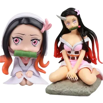 Anime PVC Aksiyon Figürleri oyuncaklar Agatsuma Zenitsu Kamado Nezuko Tanjirou iblis avcısı Kimetsu hiçbir Yaiba Koleksiyon Model Bebek Hediyeleri