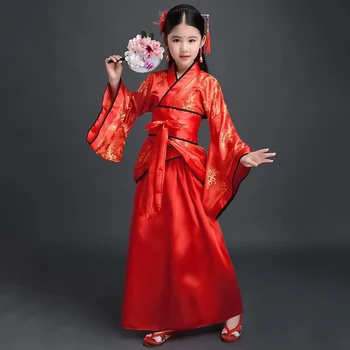 Antik çin elbisesi Kız Çocuk Kimono Geleneksel Etnik Fan Öğrencileri Koro dans kostümü Japon Yukata Kimono Tarzı