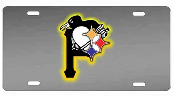 Anweı Oto CJX Pittsburgh Spor Takımları Kombine Logo Ön Metal Alüminyum Plaka Vanity araba etiketi Ev Kapı Işareti