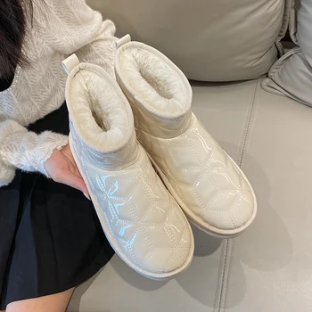 Apanzu Yeni Kadın Kar Botları Kalınlaşma Artı Kış Kadın Çizmeler Moda Sıcak Kısa Çizmeler pamuklu ayakkabılar Su Geçirmez Kışlık Botlar