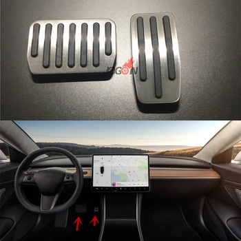 Araba Gaz Pedalı Fren Plakası Footrest Ayak İstirahat Kapak Tesla Modeli 3 2017 2018 Paslanmaz Çelik AT LHD