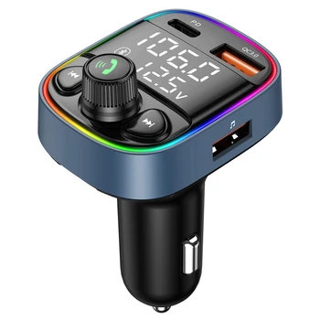 Araba MP3 Bluetooth FM verici Bluetooth çalar renkli atmosfer solunum ışık PD + QC3. 0 hızlı şarj