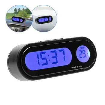 Araba Mini Elektronik Saat Zaman İzle Otomatik Pano Saatler Aydınlık Termometre Siyah dijital ekran Araba Aksesuarları