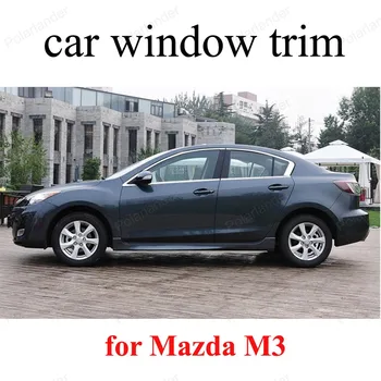 Araba Pencere Döşeme Paslanmaz Çelik Dekorasyon Şeritleri M-azda M3 araba styling sütun olmadan