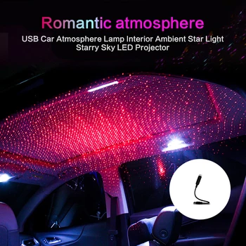 Araba çatı yıldız gece ışıkları dekoratif lamba projektör ışık iç ortam atmosfer Galaxy lamba dekorasyon ışık USB fişi