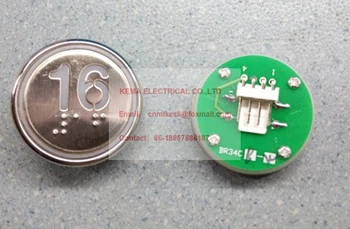 Asansör Basma Düğmesi BR34CB, mavi LED'ler Braille'li Beyaz LED'ler