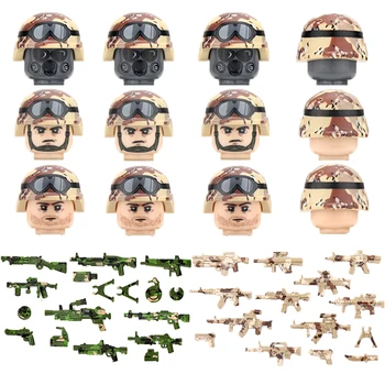 Askeri Yapı Taşları ABD Özel Kuvvet Asker Figürleri Hediyeler Mini Tuğla Silah Silah Kamuflaj Kask Eğitici Çocuk Oyuncakları