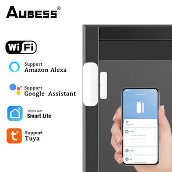 Aubess Tuya Akıllı WiFi Kapı Sensörü Akıllı Kapı Açık / Kapalı Dedektörleri Wifi Pencere Sensörü Smartlife APP İle Çalışmak Google Ev Alexa