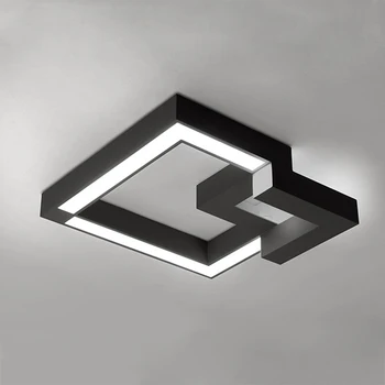 Avrupa Minimalist Modern tavan lambası demir yaratıcı geometri Led tavan ışıkları akrilik gölge oturma odası yatak odası siyah / beyaz