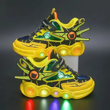 Aydınlık spor ayakkabı ışıkları İle çocuk rahat ayakkabılar Retro Yanıp Sönen Yürüyüş Ayakkabısı Bebek Kız Erkek bebek ayakkabısı Çocuk Sneakers