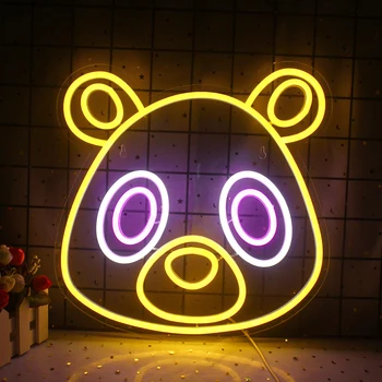 Ayı Anime Neon Burcu Özel led ışık Uygun Çocuk Doğum Günü Partisi Odası Ev Duvar Dekorasyonu Kesim Hediye Lambası Akrilik USB Güç